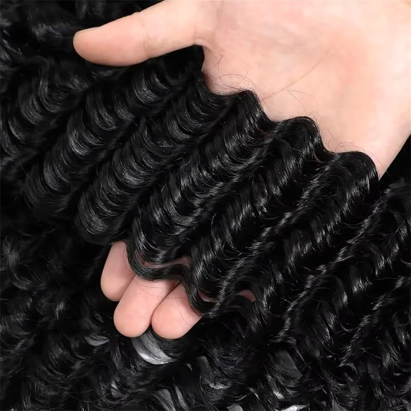 Deep Wave Human Hair Bundles 20 Inch Curly Virgin Hair Natural Black - Variation of THIS listing