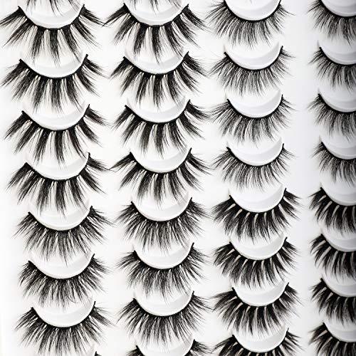 Newcally Faux Mink Lashes Pack 20 Pairs Wholesale False Eyelashes Dramatic Long Wispy Fake Eye Lashes Bulk