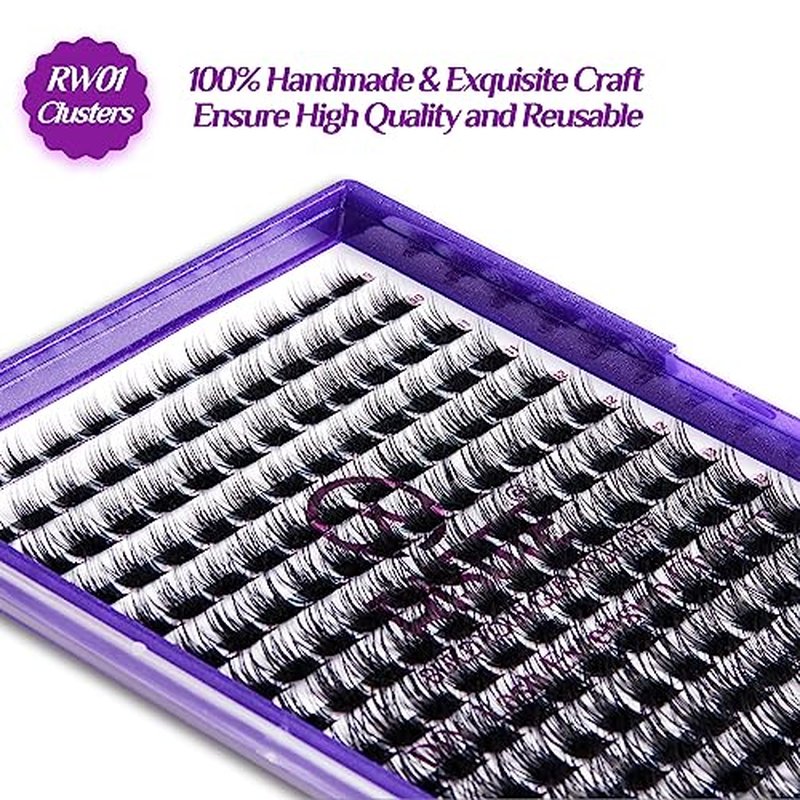 Lash Clusters DIY Eyelash Extension: Mega Volume C D Curl Individual Lashes 192PCS - Eyelash Clusters Extensions Wispy Natural Look False Lashes Cluster Fake DIY at Home 9-16mm RW01 by Risute