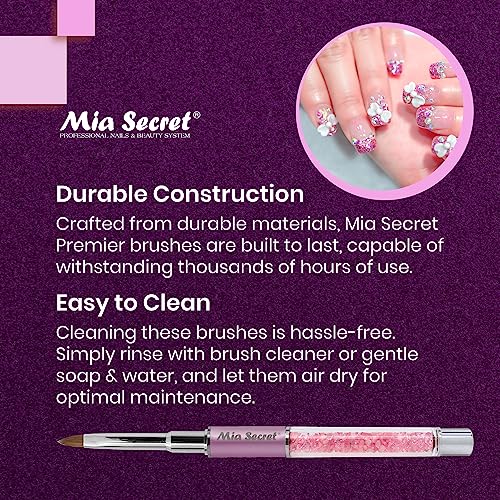 Mia Secret PREMIER NAIL BRUSHES 100% Kolinsky Hair MADE IN USA Prenium Nail Art Brushes (Pink, 4 OR (3D))