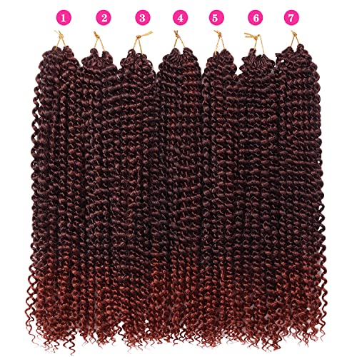 18 Inch Passion Twist Crochet Hair - Rust Red Water Wave Ombre, 7 Pack with Accessories