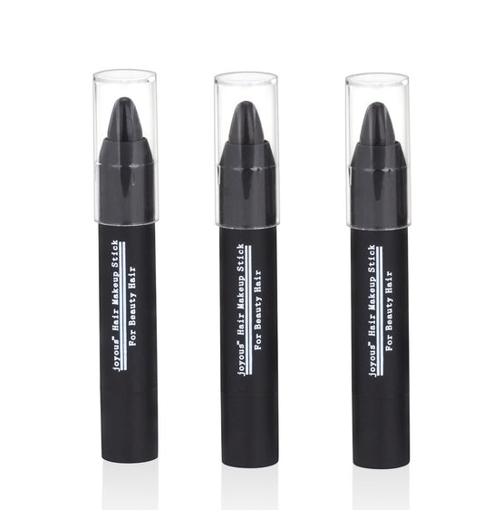 Professional Temporary Hair Chalk Pen Hair Dye Color Non-toxic No Mess Cover White Hair Color Patch Works on All Hair Natural Black Color 3 packs/set (Black)