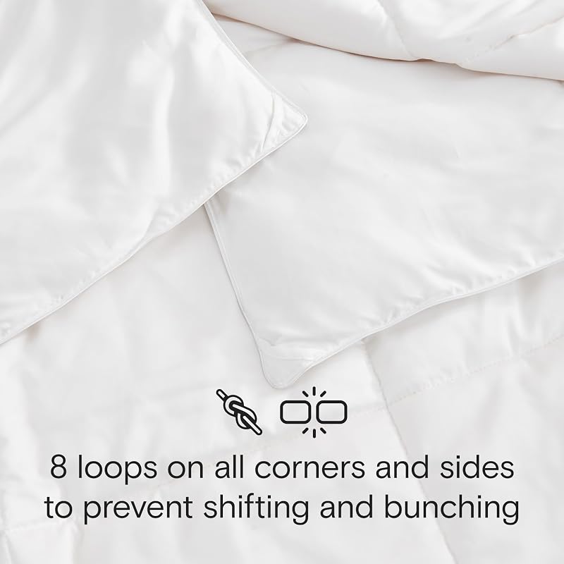 DOZ All Season Cooling Comforter Twin/Twin XL 70x90 - 100% Viscose Bamboo, Lightweight, Breathable, 8 Loops