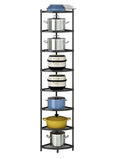 8-Tier Kitchen Corner Shelf Rack with Black Finish – Heavy-Duty Pot & Dish Storage
