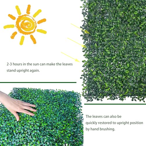 ODTORY Artificial Hedge Privacy Fence Screen 16x24 Inches, 12 Panels, 32 sqft