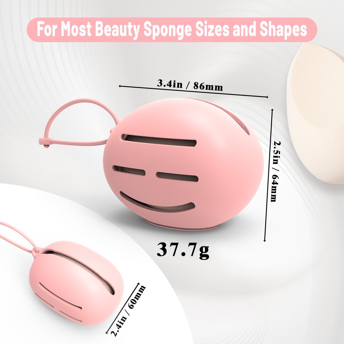 YalsFTY Silicone Makeup Sponge Holder, Triple-Sided Breathable Beauty Blender Case for Travel and Daily Use, Shatterproof Storage, Quick-Drying, and Fits Sponges - Pink