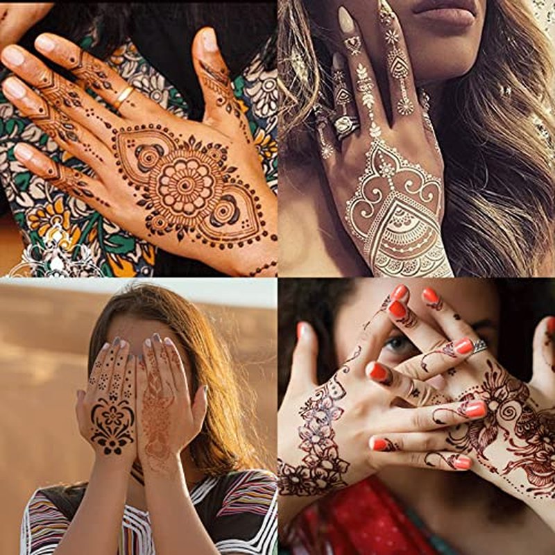 24 Sheets Henna Tattoo Stencils, 276+pcs Temporary Tattoo for Women Reusable Face Body Paint DIY Art Glitter Airbrush Tattoo Stencils Pack
