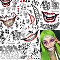 5 Sheets Joker Tattoos Stickers, Hand Damaged Joker Face Tattoos For Women Men Adults, 3D Fake Halloween Temporary Tattoos Makeup Kit Set Clown Inmate Prison Scary Halloween Makeup Accessory Costume