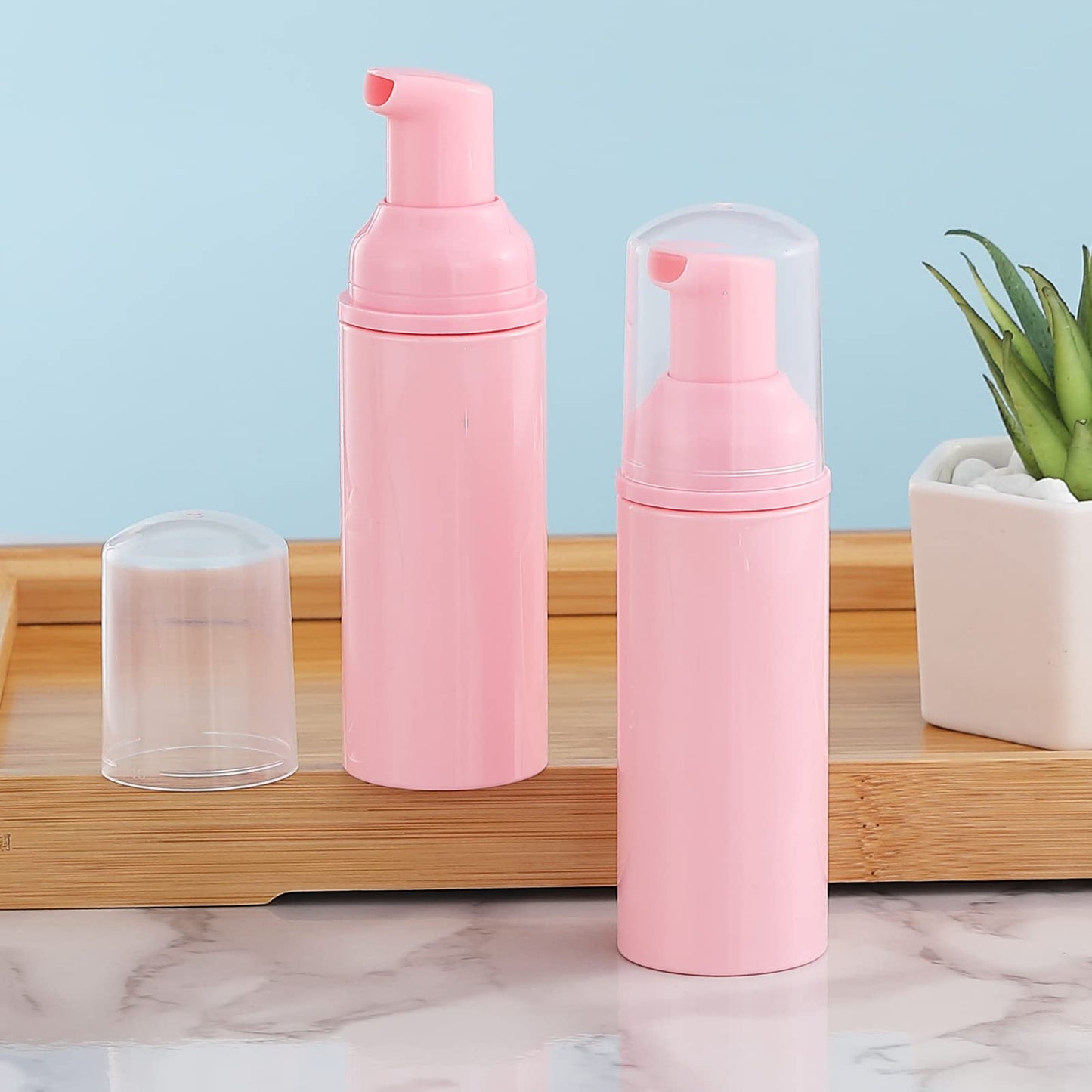 35 Pack Plastic Foam Bottles Travel Soap Dispenser Bottles with Pump Mini Liquid Foaming Soap Bottles for Refillable Hand Sanitizer Lash Cleanser Shampoo Castile Pink(2 oz)