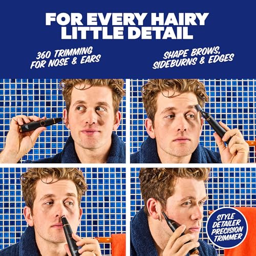 Nose & Ear Hair Trimmer with Detailing & Guide Combs - Waterproof Rechargeable Grooming Tool