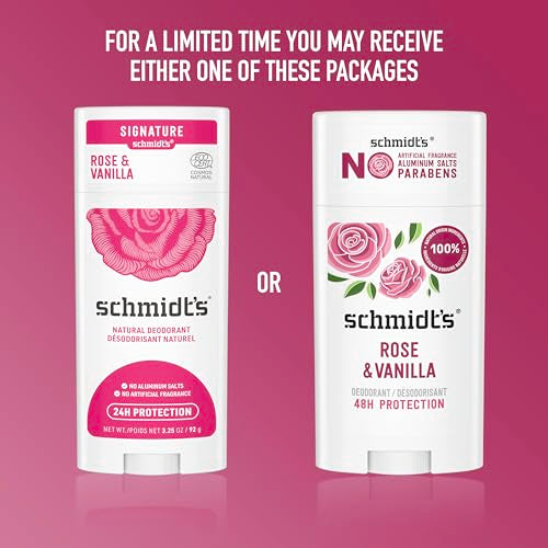 Vegan Aluminum-Free Deodorant Rose & Vanilla Pack of 4 - 2.65 oz Each