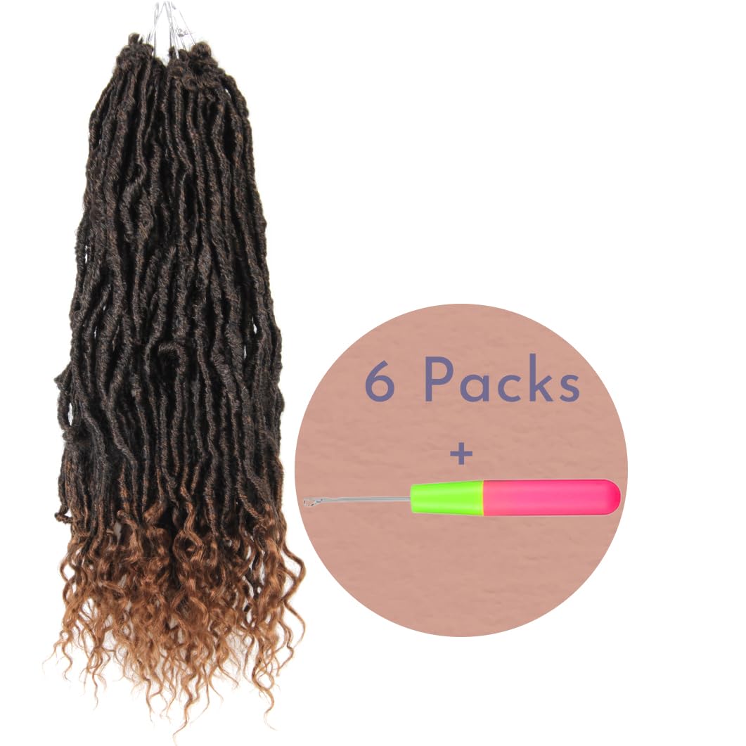 BOHOBABE Faux Locs Crochet Hair 14 Inch, Boho Soft Crochet Locs with Curly Ends, Short Bohemian Goddess Locs Crochet Braids for Black Women (6 Packs, T30)