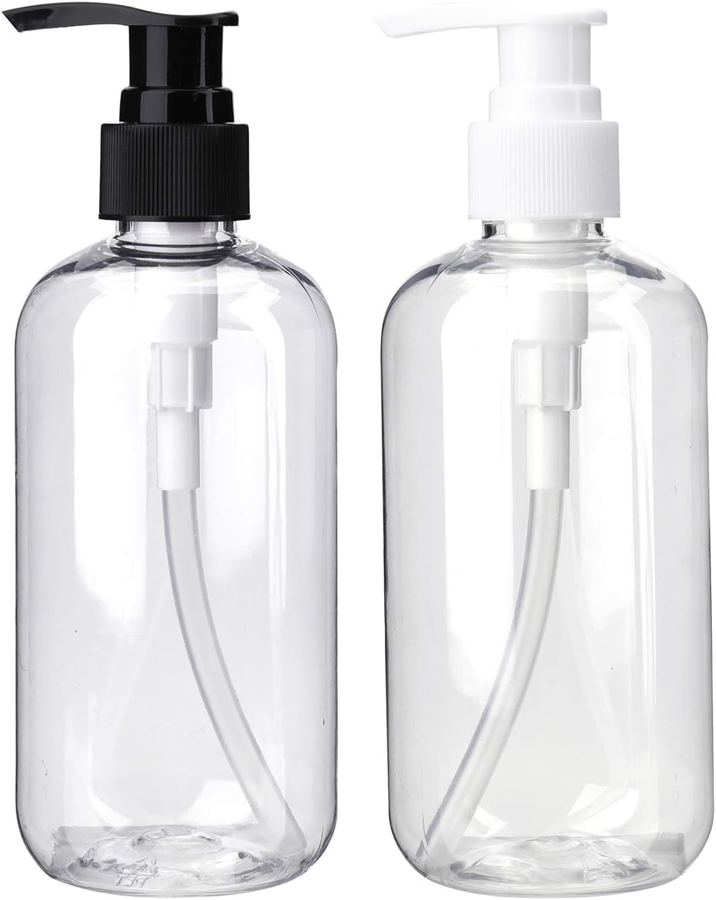 8oz Clear Lotion Bottles - 16 Pack with Black & White Pumps for Creams & Soap