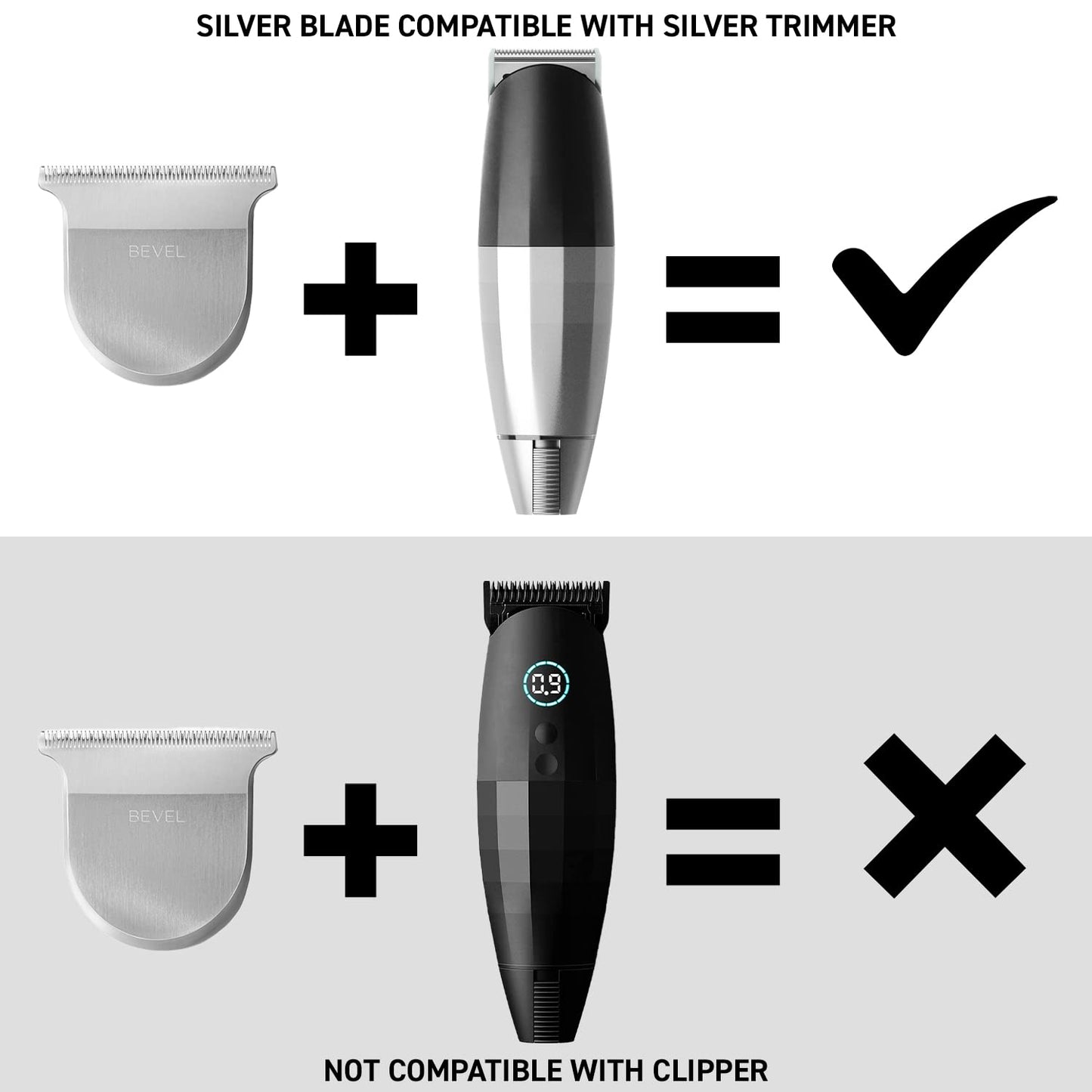 Bevel T Blade Trimmer Head Attachment for Increased Control, Fading, and Outlining - Compatible With Bevel Trimmer Only - For Men, Silver