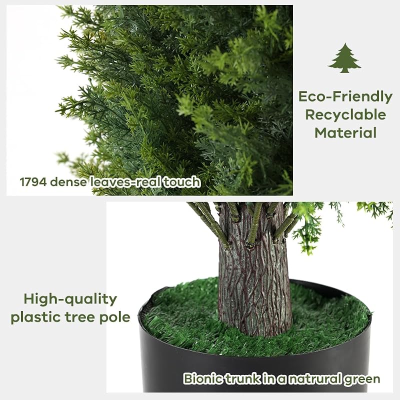 4FT Artificial Topiary Trees Outdoors - UV Resistant Lifelike Cedar Shrubs, Faux Evergreen for Front Porch (Set of 2) - Variation: 4ft