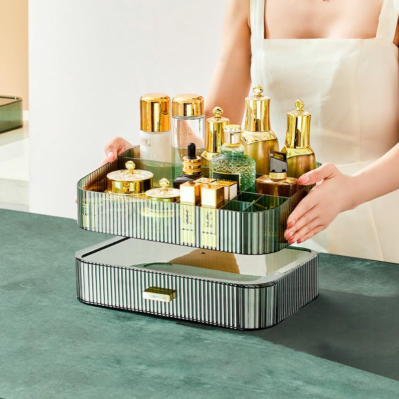 Large Capacity Makeup Organizer with Stackable Drawers and Compartments