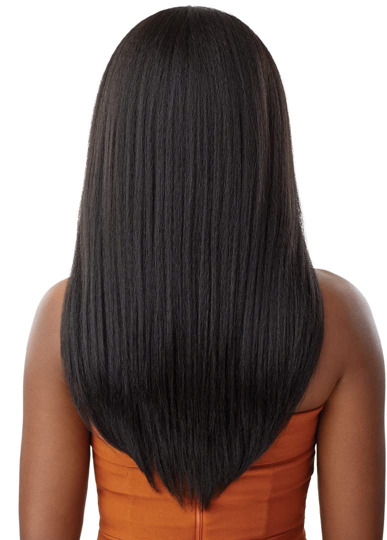 Outre 5x5 Lace Closure Wig - Human Hair Blend Kinky Straight 24" Dark Brown 2