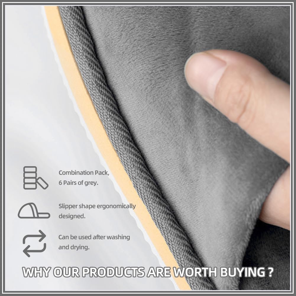 Non-Slip Disposable Slippers - 2-6 Pairs, Washable Velvet Closed Toe for Guests, Hotel & Spa