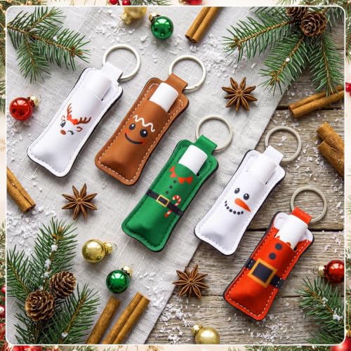 Snowman Christmas Lip Balm Set with Keychain Holder - 75pcs, Peppermint Flavor