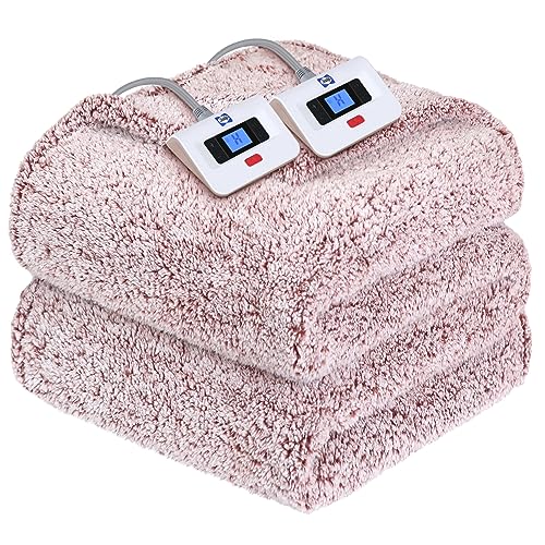 Sealy Queen Size Electric Blanket with Dual Control, Rust Red, 10 Heat Levels