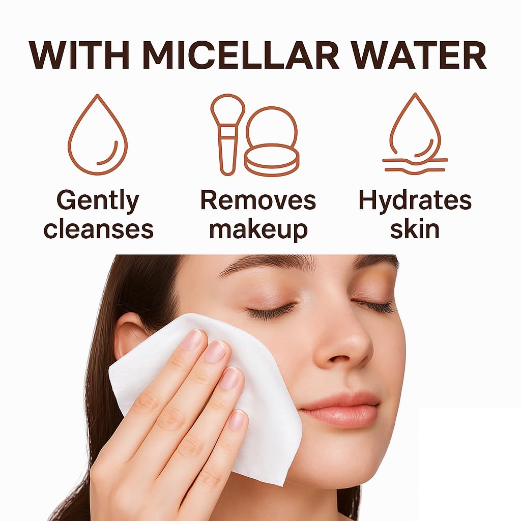 Individually Wrapped Makeup Remover Wipes with Micellar Water, Green Tea Extract, Aloe & Vitamin E - Travel Sized Individual Micellar Cleansing Wipes Unscented (30 Pack)