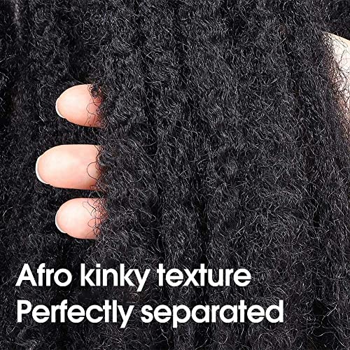 Marley Hair Crochet Braids 26 Inch - Natural Black, 6 Packs, Afro Kinky Curly Synthetic Extensions, Includes Crochet Needle - Variation of 26 Inch (Pack of 6) / 1B