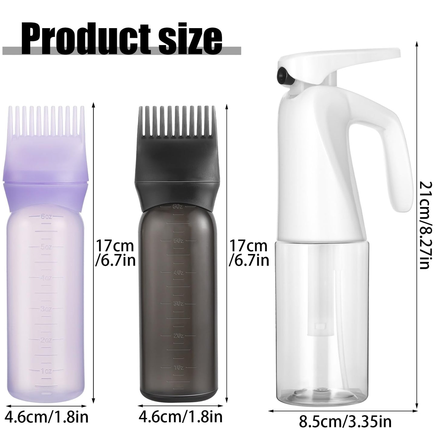 Pimoys Root Comb Applicator Bottle and Continuous Hair Spray Bottle, Hair Oil Applicator Hair Water Mister Oiling Applicator for Dye Hairstyling