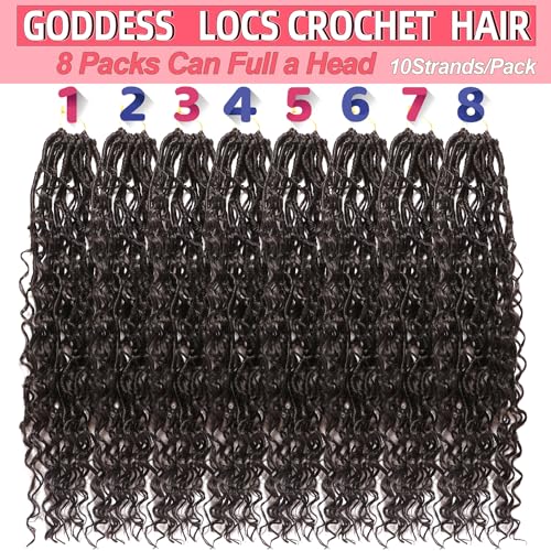 18 Inch Goddess Locs Crochet Hair - Soft Faux Boho Locs 8 Packs for Black Women