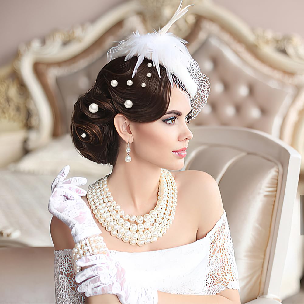 Dayofun 18 Pieces Wedding Pearl Hair Pins, U Pearl Shaped Hair Accessories for Brides Bridesmaids Women, Gold