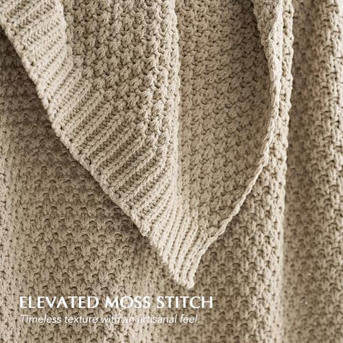 EverGrace Chunky Chenille Knit Throw Blanket Sand Dune 108x92 Inches - Cozy Home Decor