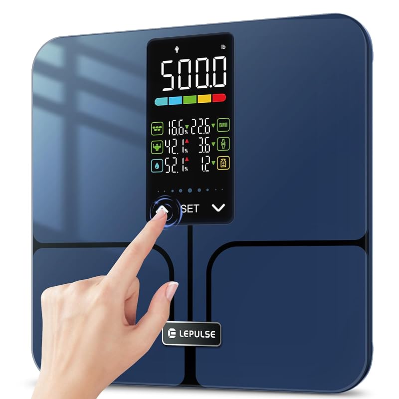 Lepulse No App Body Fat Scale, 500lb Smart Scale with Large 5.44" Display - Dark Blue