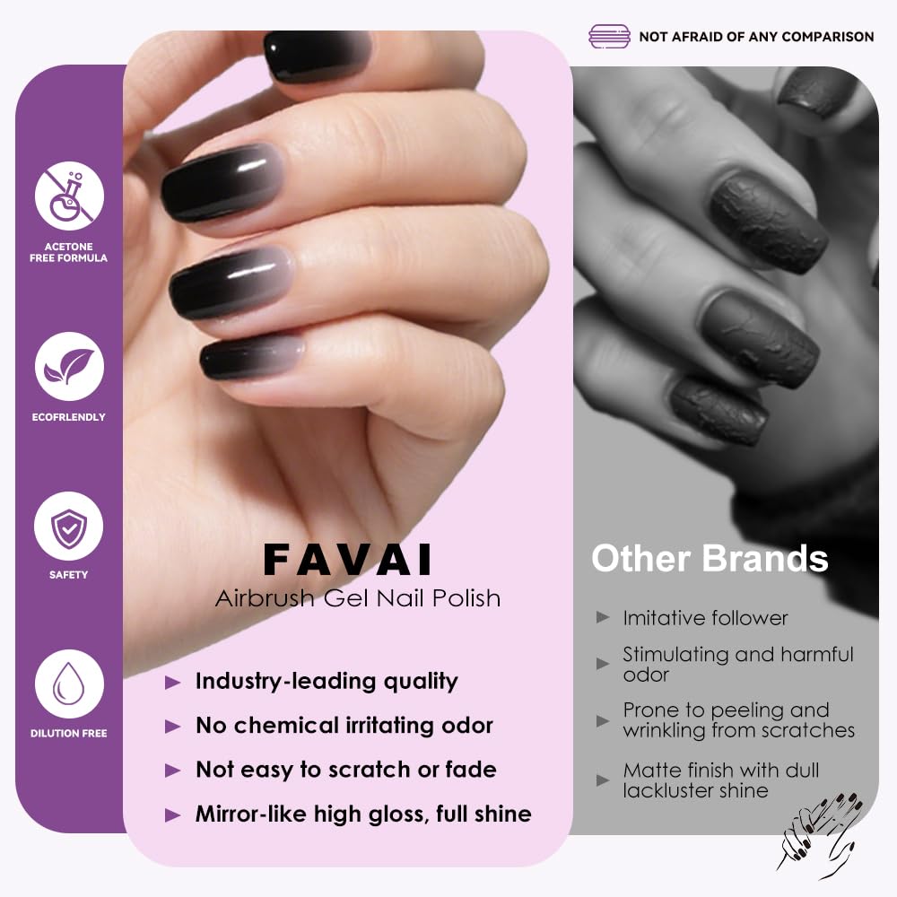 FAVAI 6 Colors Airbrush Gel Nail Polish Air Gel Set - Macaron Collection (#M) 6 * 15ml
