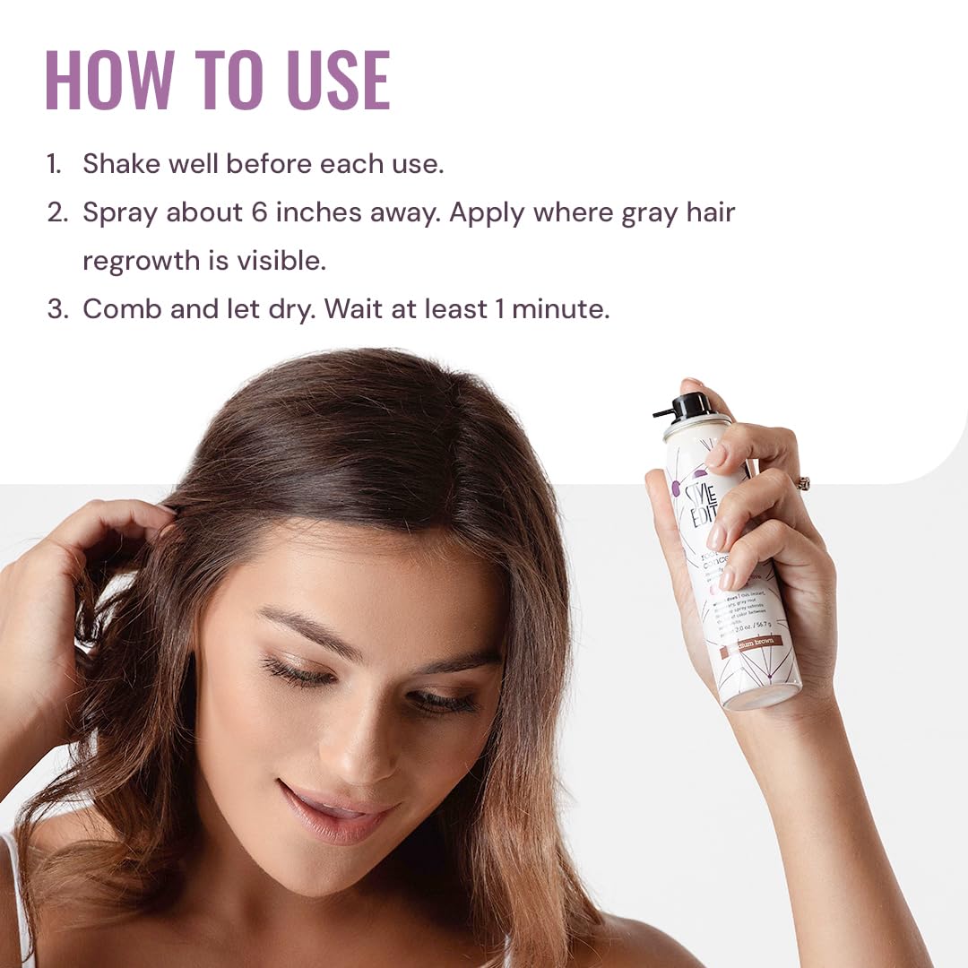 Medium Brown Root Concealer - Touch Up Spray For Medium Brown Hair Color - Temporary Instantly Covers Grey Hair, Pack of 1