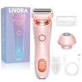 Livora Electric Shaver for Women，Silk Glide Pro Shaver，Rechargeable Electric Trimmer for Bikini, Pubic Hair, Legs, Body, Wet/Dry (Pink)