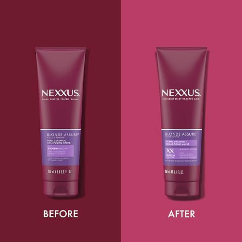 Nexxus Blonde Assure Purple Shampoo, For Blonde Hair Color Care Shampoo, Keratin Protein 8.5 oz, (Pack of 2)