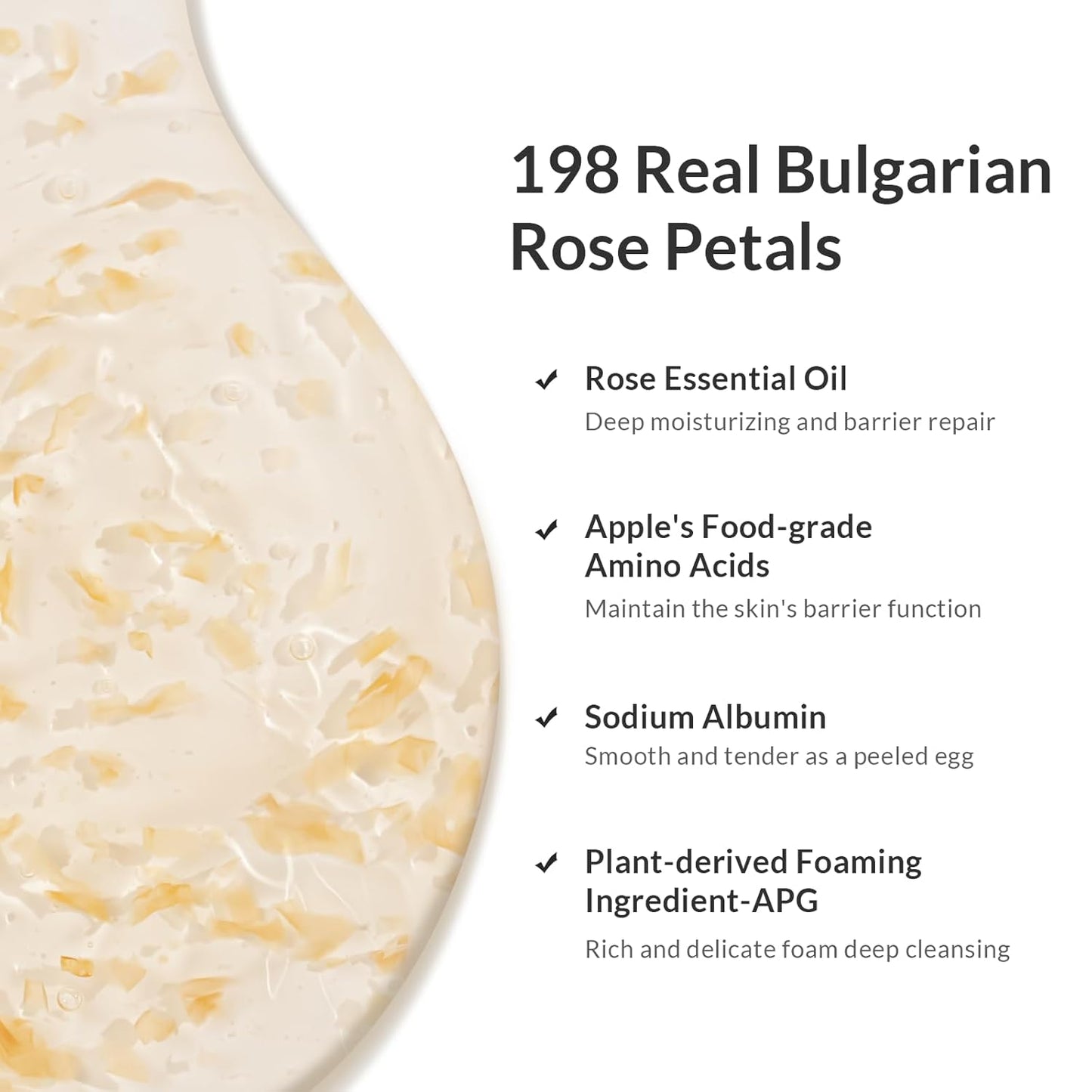 Rose Oil Anti-Aging Body Wash with Real Petals | Deep Moisturizing Shower Gel for Dry Skin, 16.9 fl oz