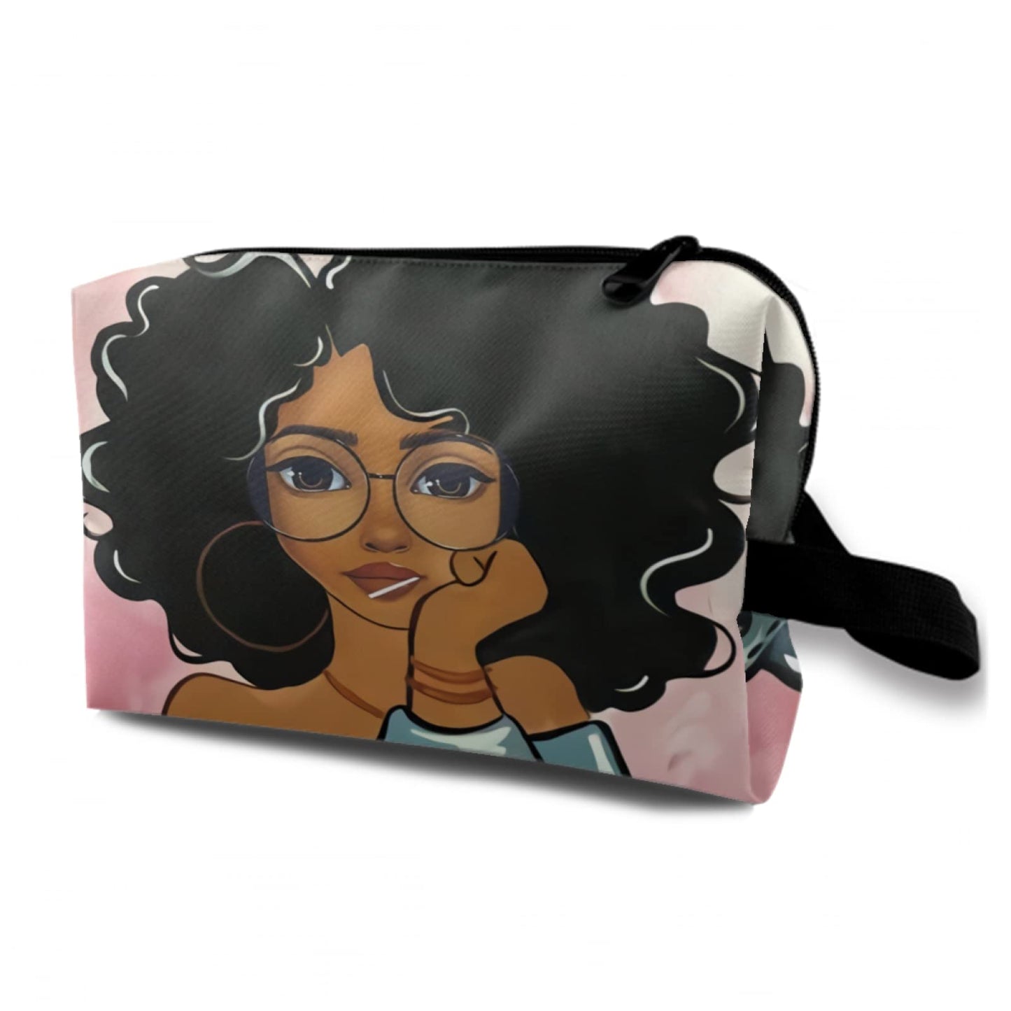 African Melanin Women Cosmetic Bag, Black African Women Makeup Bag, Toiletry Canvas Makeup Bags, Zipper Cosmetic Pouch Reusable Organizer for Week Inspirational Gifts