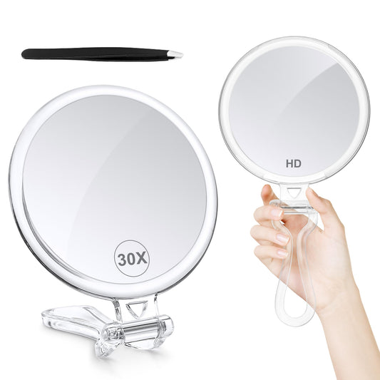 B Beauty Planet 30X Magnifying Mirror for Travel with Handle, Double-Sided 1X/30X Magnification Hand Mirror for Makeup,Travel Mirror for Desk 5 Inches