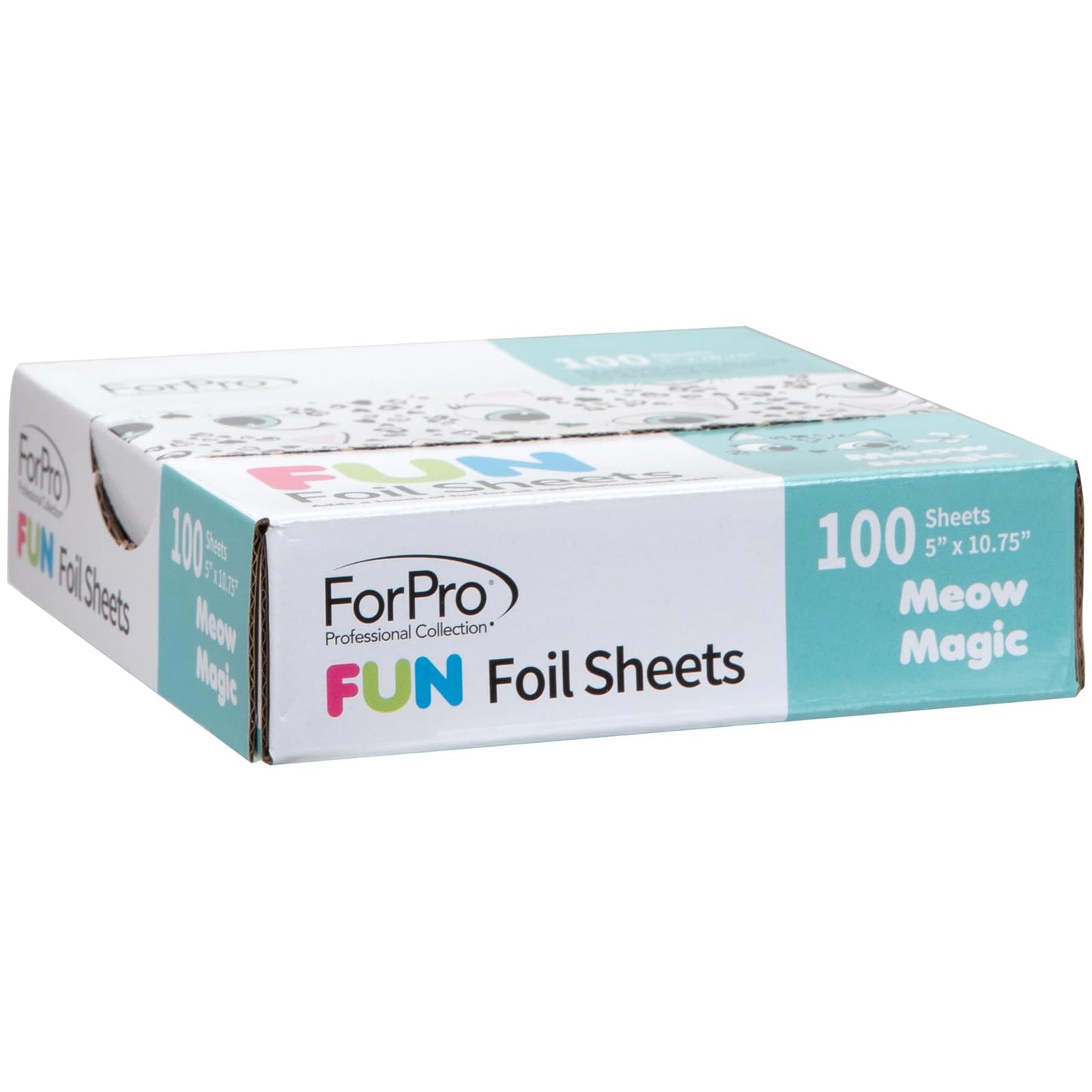 ForPro FUN Meow Magic 5" Foil Sheets, Aluminum Foil, Pop-Up Foil Dispenser, Hair Foils for Color Application and Highlighting Services, Food Safe, 5” W x 10.75” L, 100-Count