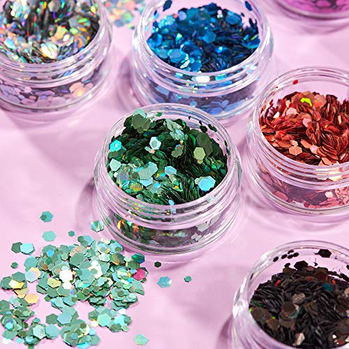 Moon Glitter Holographic Chunky Glitter 100% Cosmetic Glitter for Face, Body, Nails, Hair and Lips - 0.10oz - Silver