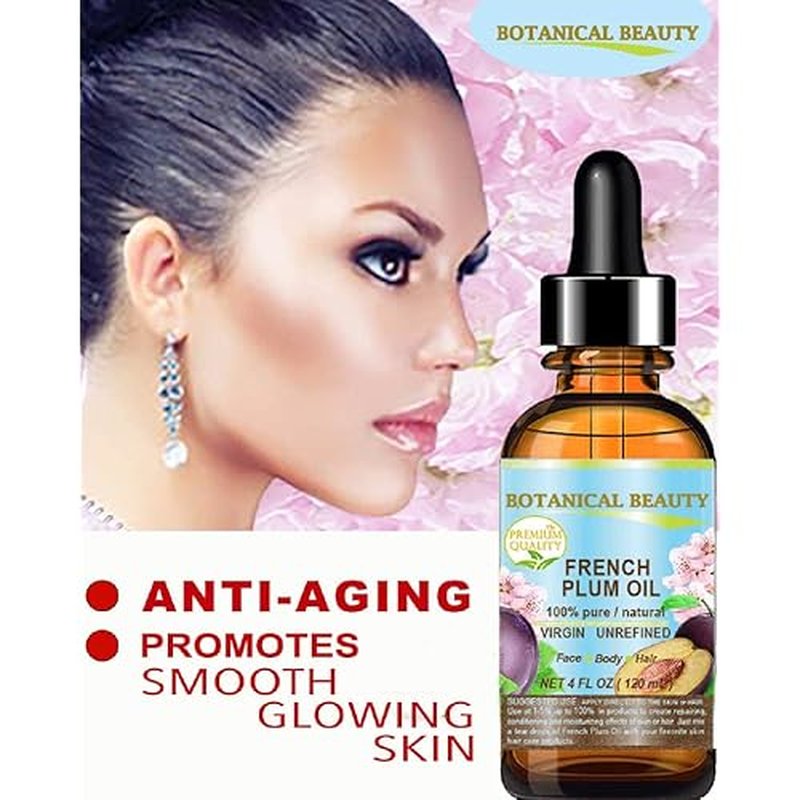 Botanical Beauty PLUM OIL French. 100% Pure Natural Virgin Unrefined Undiluted Cold Pressed Carrier Oil. For Face, Skin, Hair, Body, Lips, Nails (0.5 Fl.oz - 15 ml)