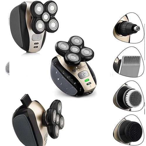 5 in 1 Electric Shaver Bald Head Shaver Head Shavers for Bald Men Electic Razor Waterproof IPX7 Cordless Rechargeable Trimmer for Nose Ear Face Body Hair Wet Dry Men Head Grooming Kit Hair Clippers