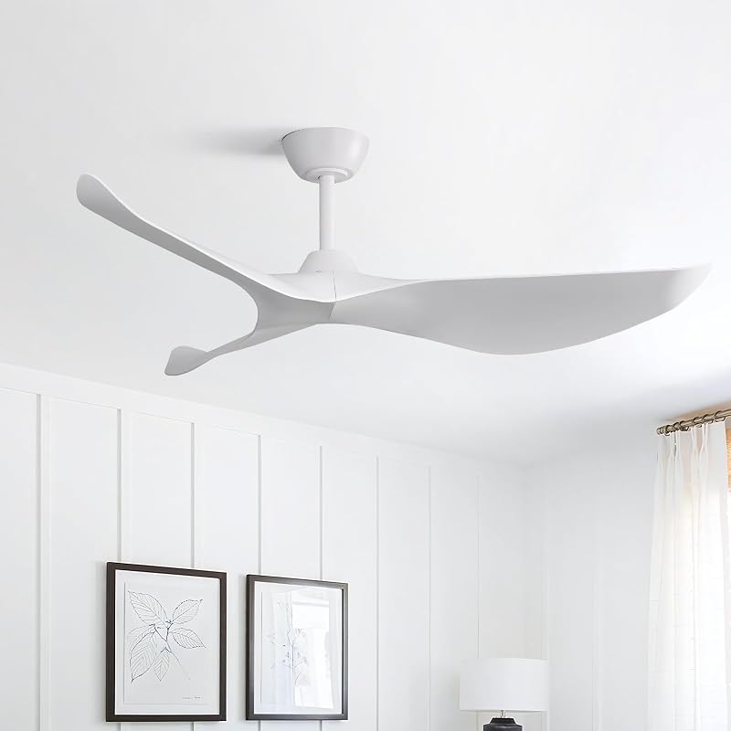 52-Inch White Ceiling Fan with Remote, 6 Speeds, Low Profile Dc Motor - A-52 Inch/White+52 Inch