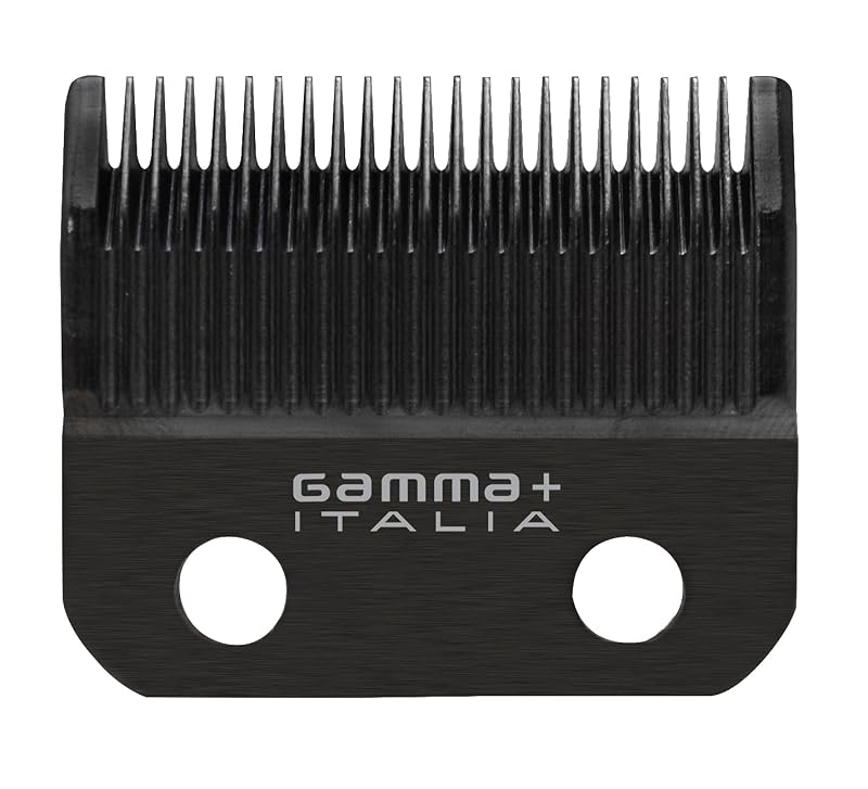 Gamma+ Replacement Fixed & Moving Hair Clipper Blade Set with Oil Reservoir – Black Diamond Carbon DLC Taper Deep Tooth