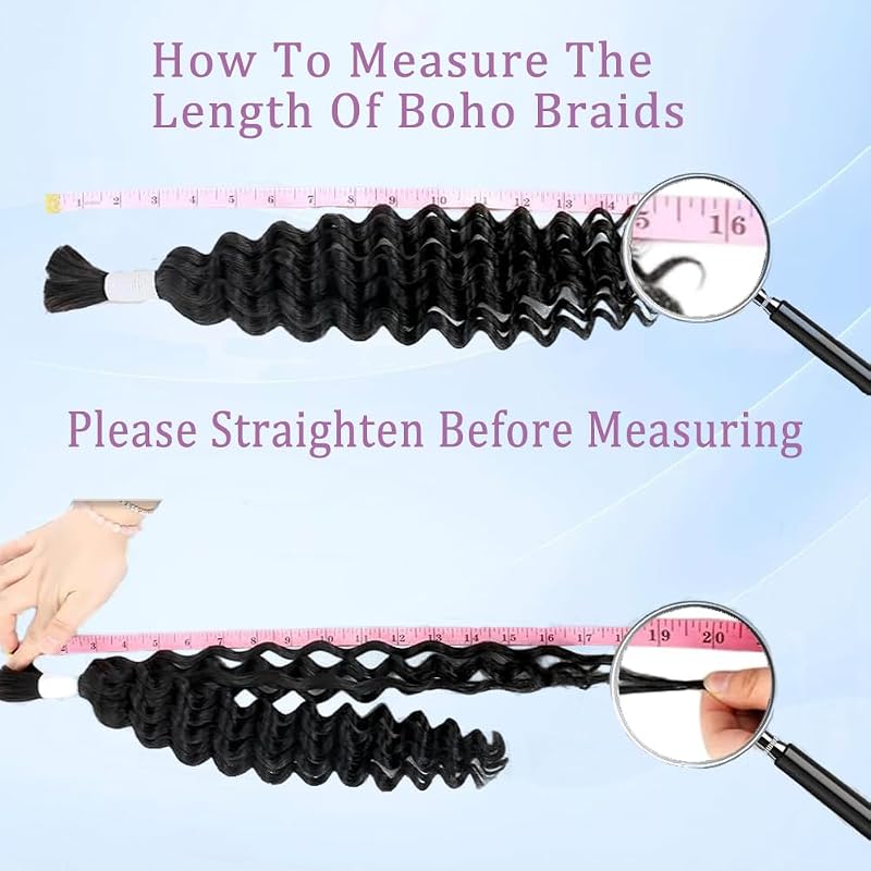18 Inch Virgin Human Hair Bundles Water Wave 110g 2 Bundles No Weft Boho Braiding Hair Natural Color - variation: natural black+18