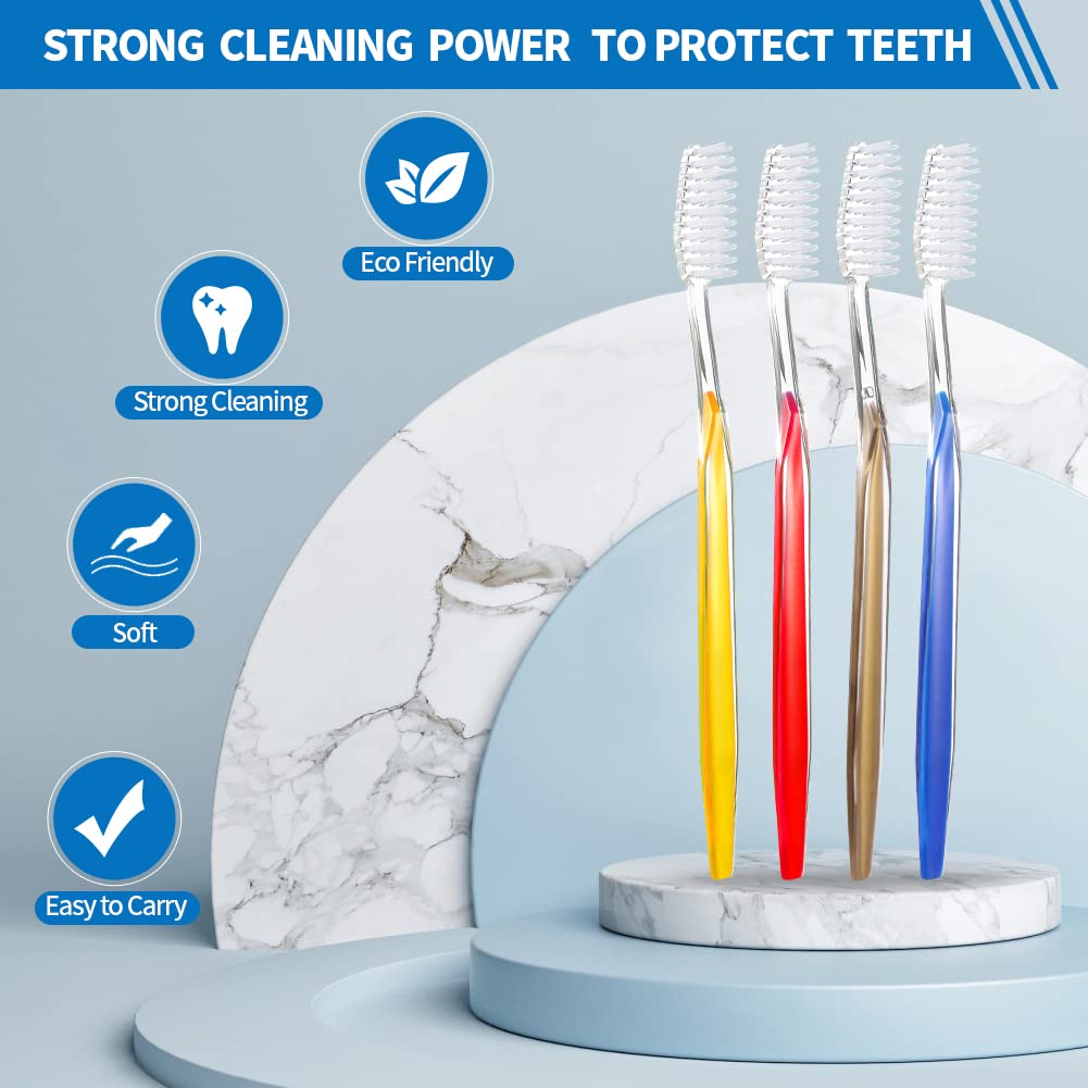 YOUKE OLA 200 Disposable Toothbrushes Individually Packaged Multi Color Pack Affordable Bulk Pack of Disposable Manual Tooth Brush Perfect for Hotel, Guest, Camping, Travel, Giveaways | Medium