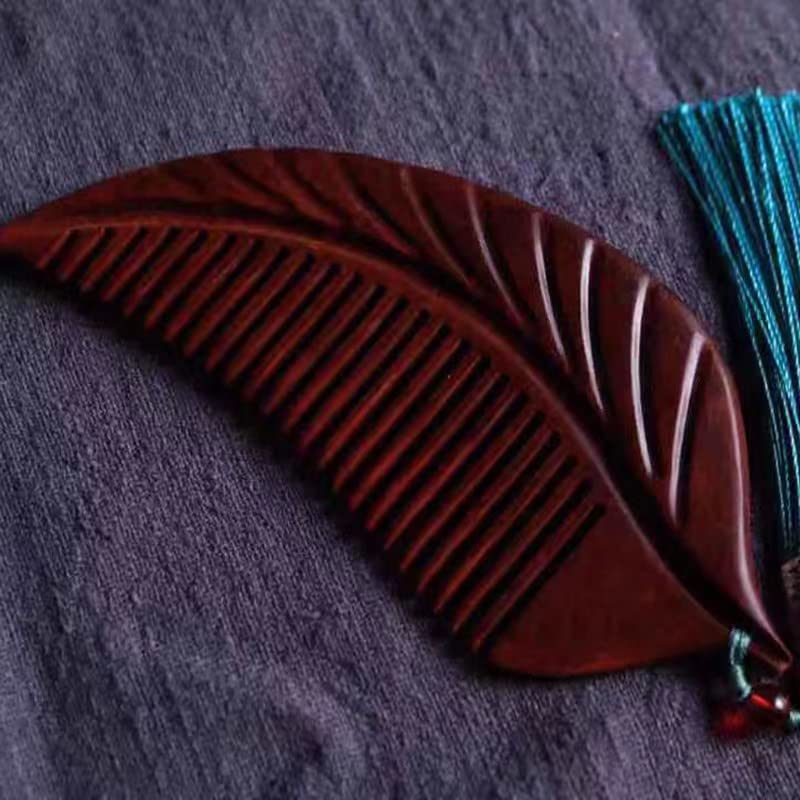 Wooden Comb for Women - Carved Natural Boxwood Hair Comb - One Size Leaf