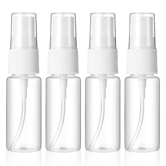 Giantree 4-Pack Clear Spray Bottles, 0.7 oz/20ml Small Plastic Spray Bottles, Empty Travel Bottle, Fine Mist Sprays Bottle for Hair, Reusable Fine Mist Sprays Vase for Alcohol Perfume