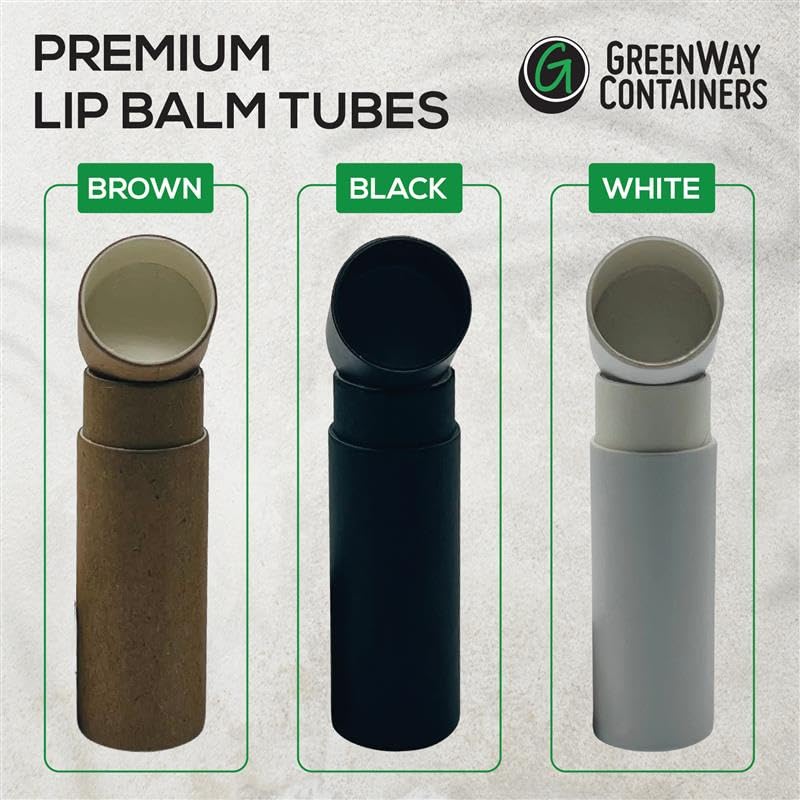 GreenWay 0.15oz Refillable Kraft Lip Balm Tubes - 25 Brown Pack, Eco-Friendly
