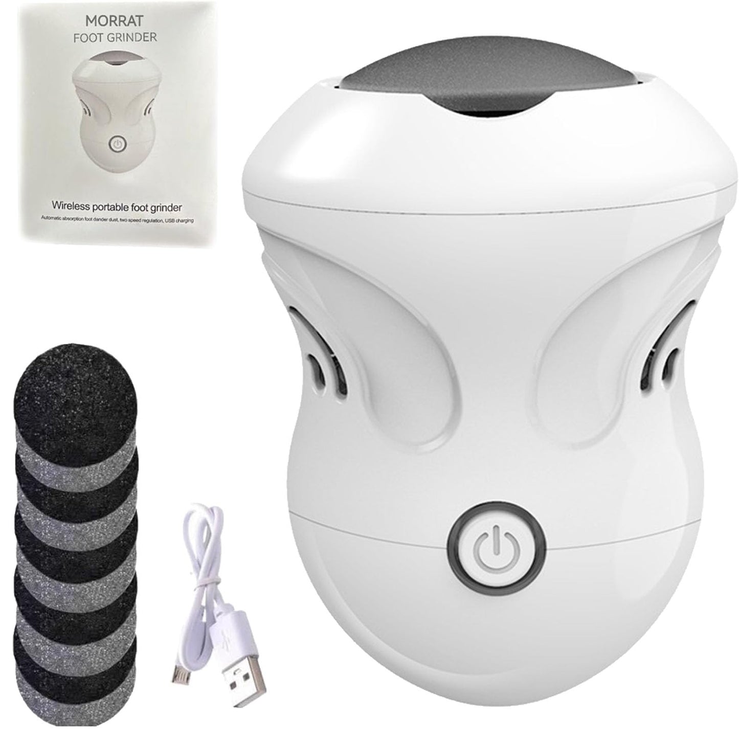 Morrat Foot Grinder, Electric Foot Grinder, New Pedicure Automatic Callus Remover, Wireless Portable Callus Remover with Vacuum Adsorption, Skin Hard Rupture Skin Trimmer Dead Skin (Style A)